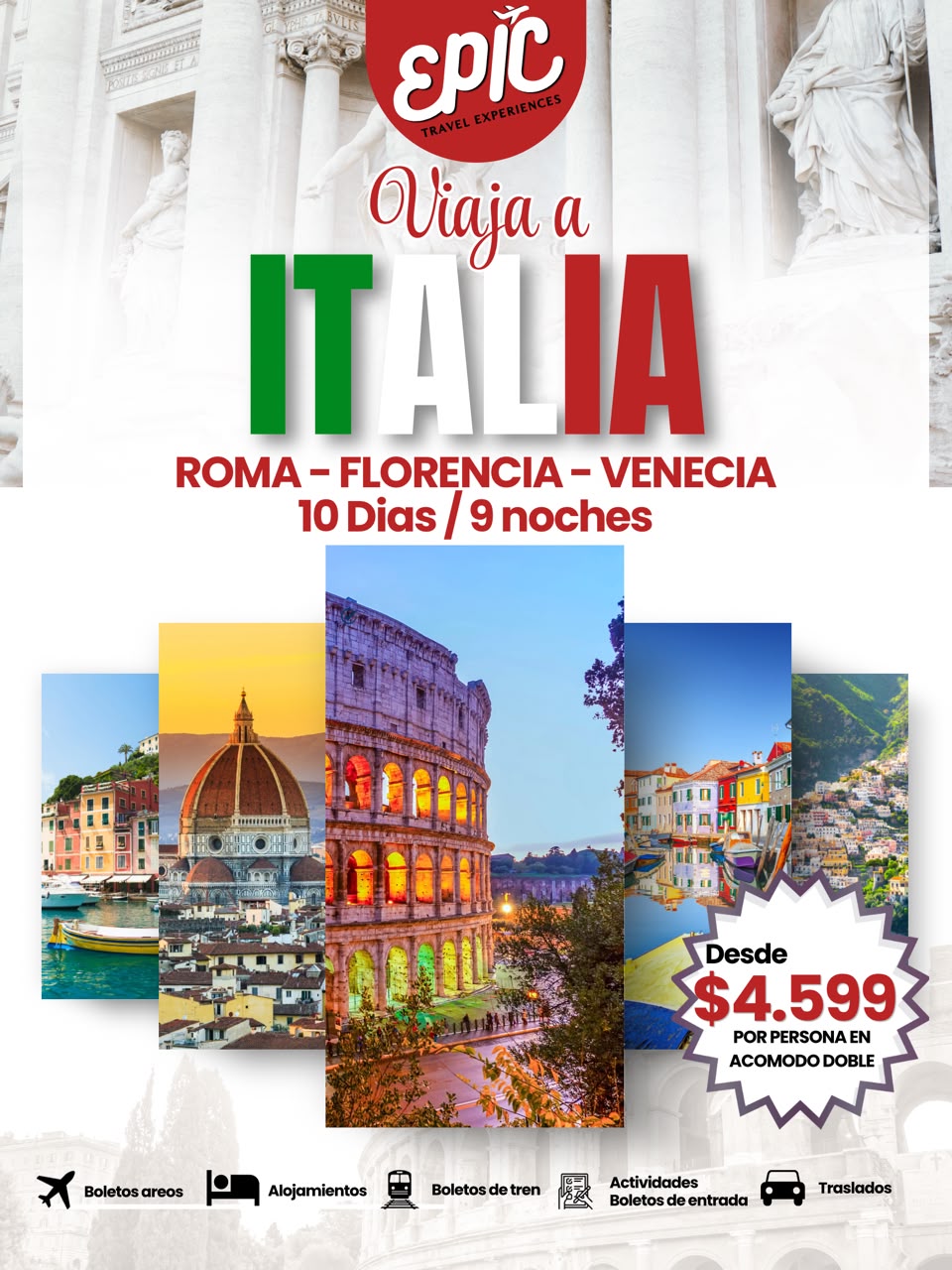 Italy travel package flyer